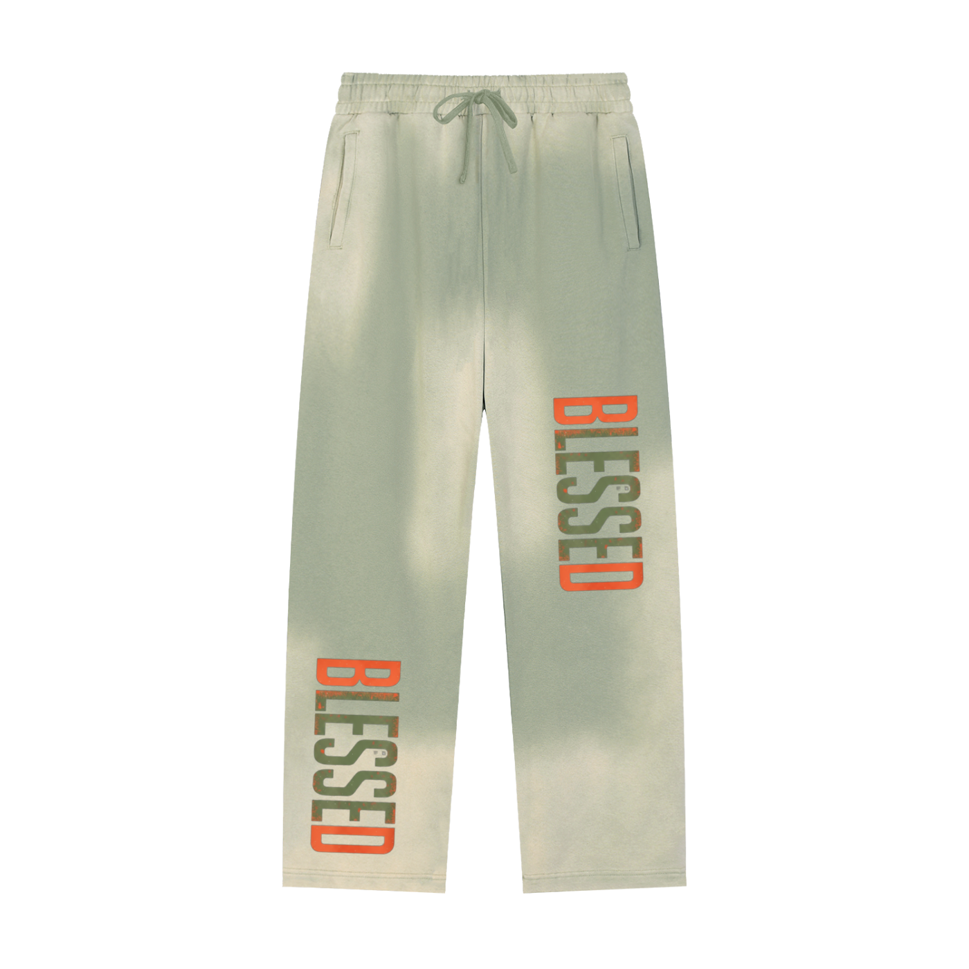 Re-Build Blessed Down Sun Fade Raw Edge Straight-Leg Sweatpants