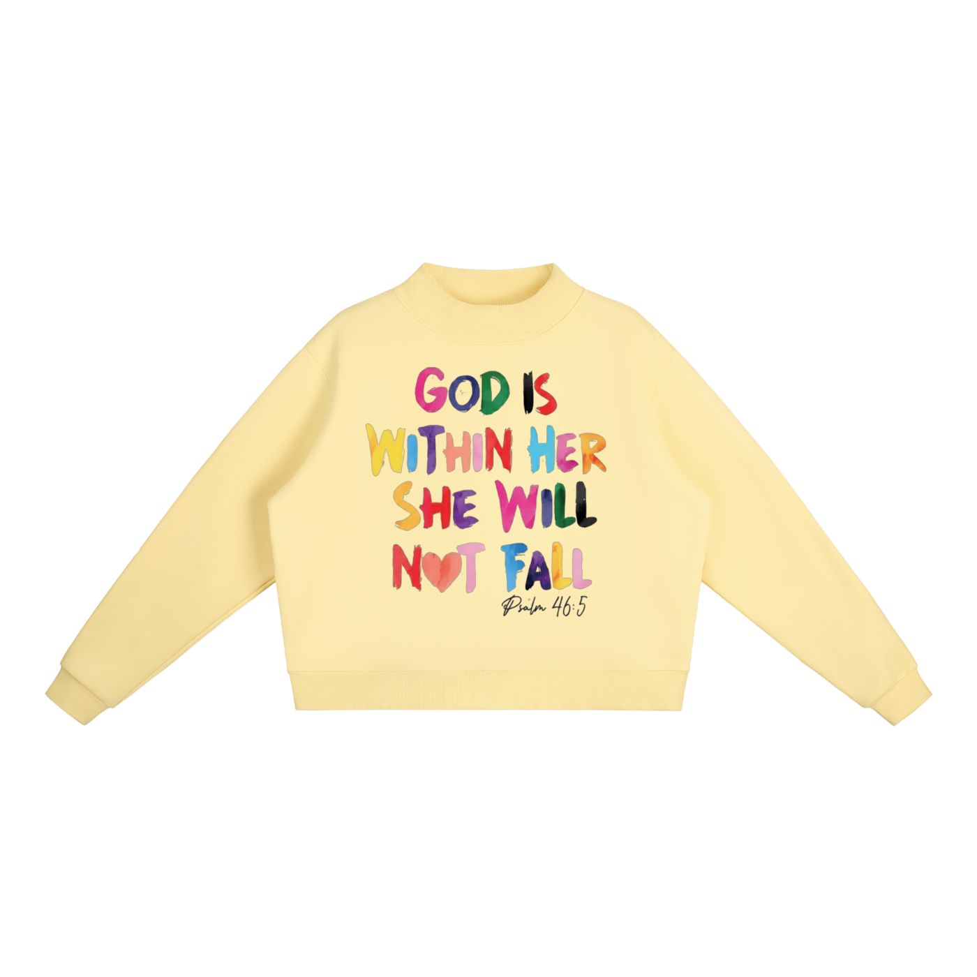 Re-Build She Will Not Fall Essential Fleece Mock-Neck Crew Sweatshirt