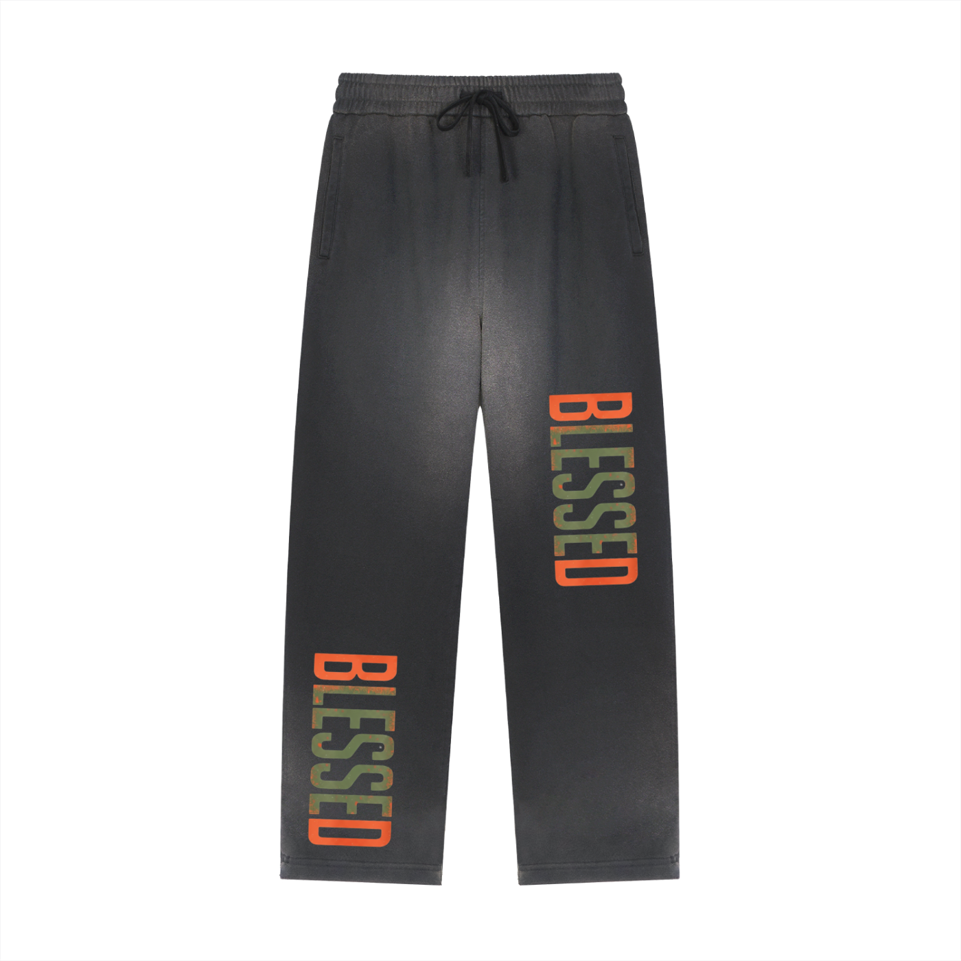 Re-Build Blessed Down Sun Fade Raw Edge Straight-Leg Sweatpants