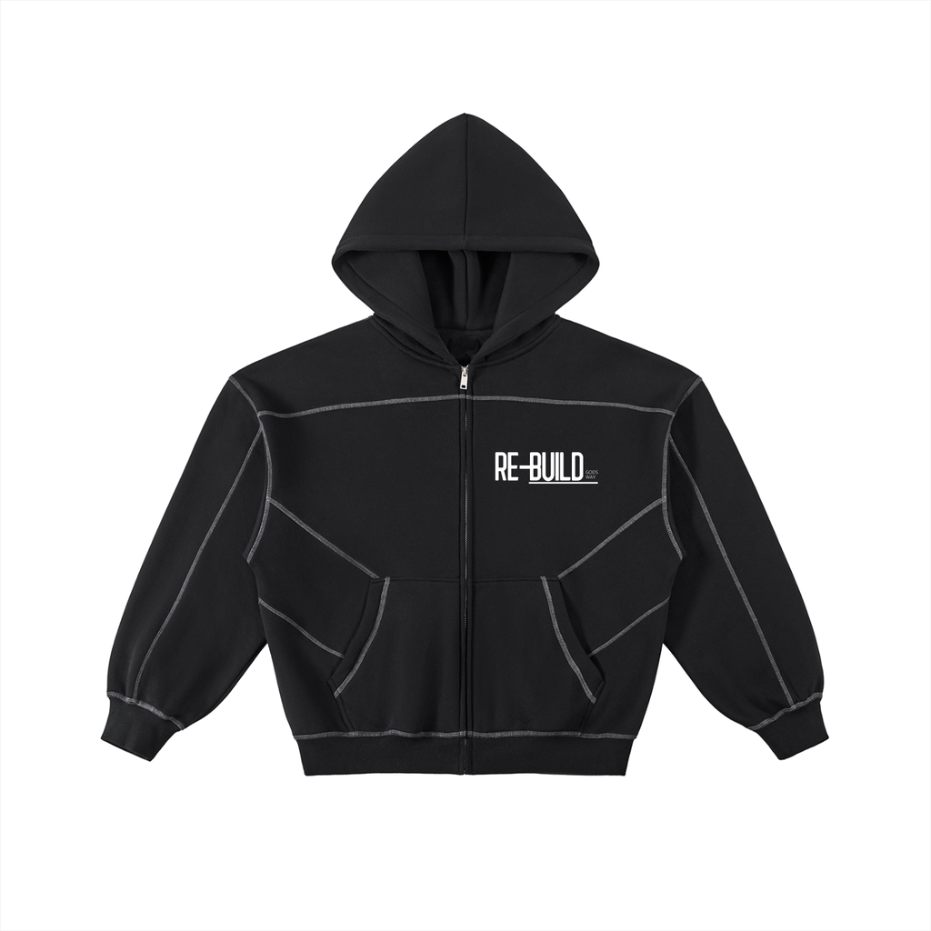 I'm The Future Re-Build-Stitched Boxy Fleece Zip Hoodie