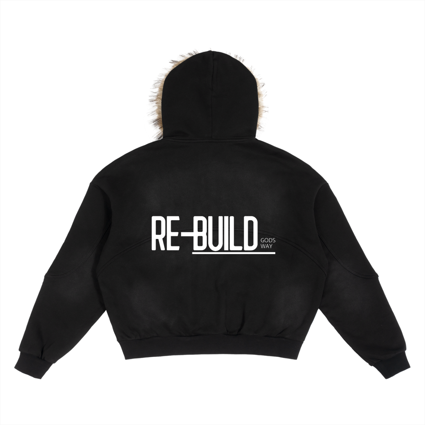 Better Than Ever Sun Fade Boxy Detachable Fur Hoodie