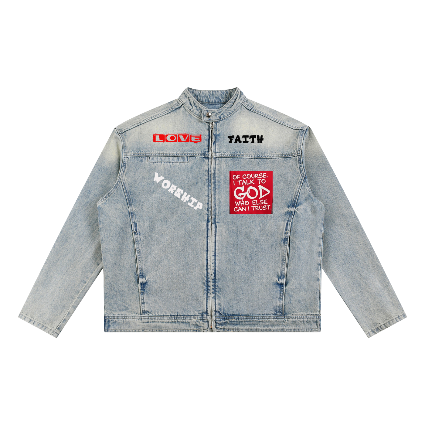 Only Talk To God Re-Build  Vintage Denim Jacket