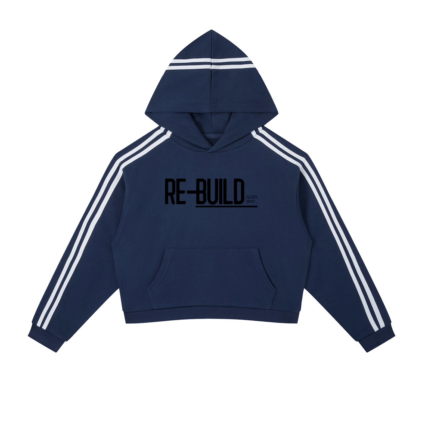 Re-Build God Will Never Fail You Stripe Cropped Hoodie