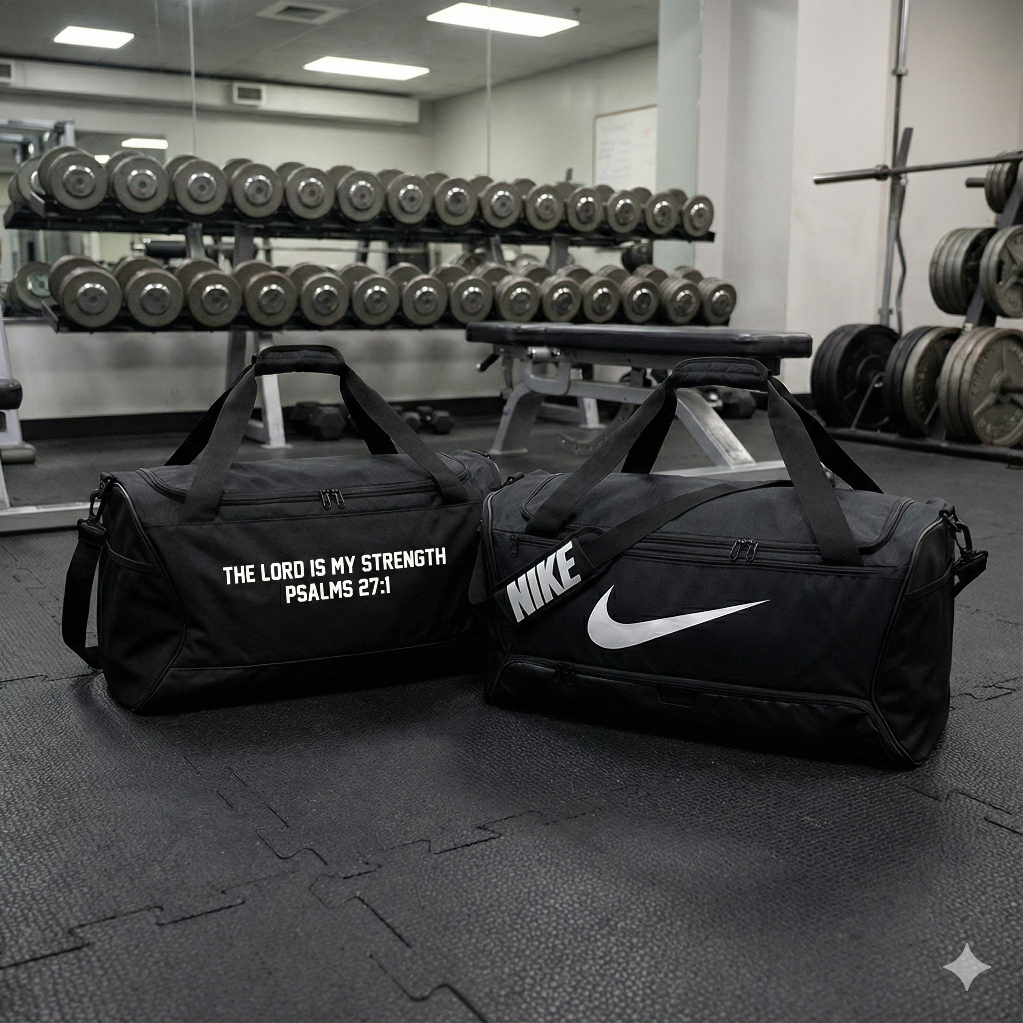 THE LORD IS MY STRENGTH GYM DUFFEL BAG