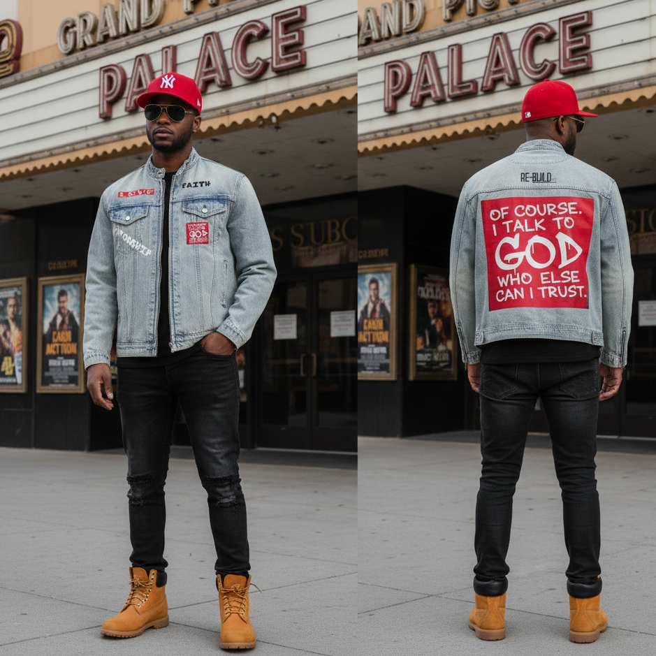 Only Talk To God Re-Build  Vintage Denim Jacket