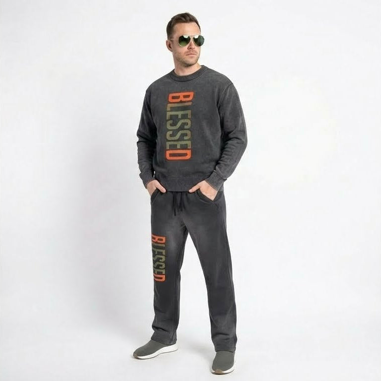 Re-Build Blessed Sun Fade Raw Edge Straight-Leg Sweatpants