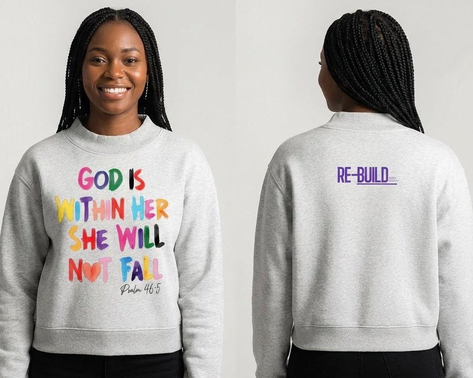 Re-Build She Will Not Fall Essential Fleece Mock-Neck Crew Sweatshirt