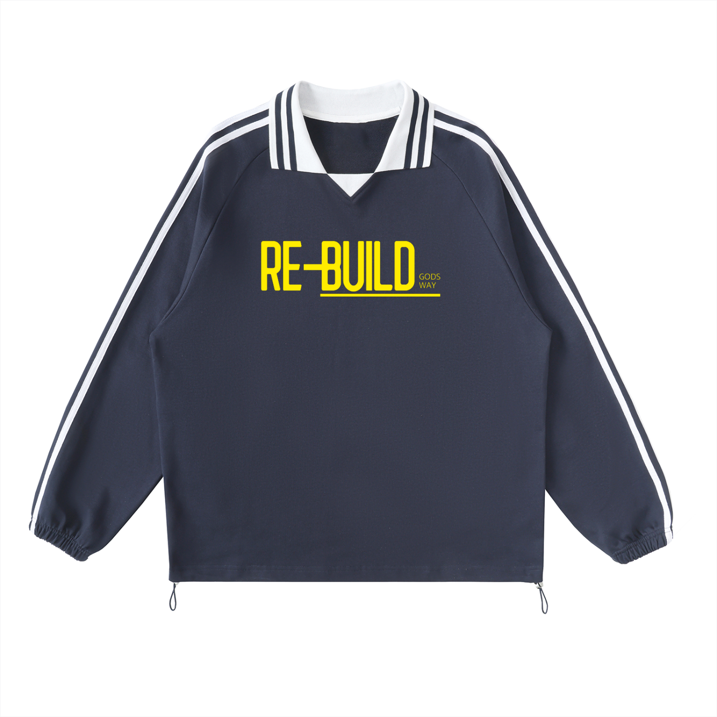 Re-Build Kings Of Kings Striped Lapel Collar Sweatshirt