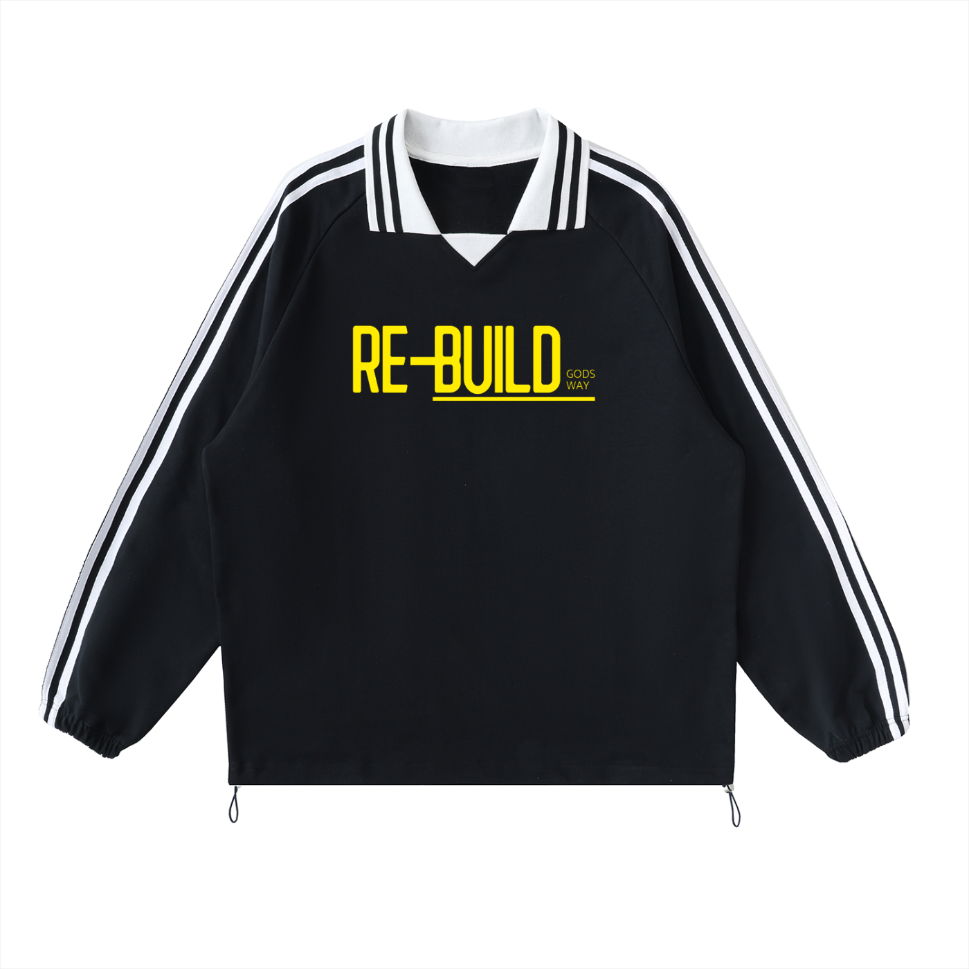 Re-Build Kings Of Kings Striped Lapel Collar Sweatshirt