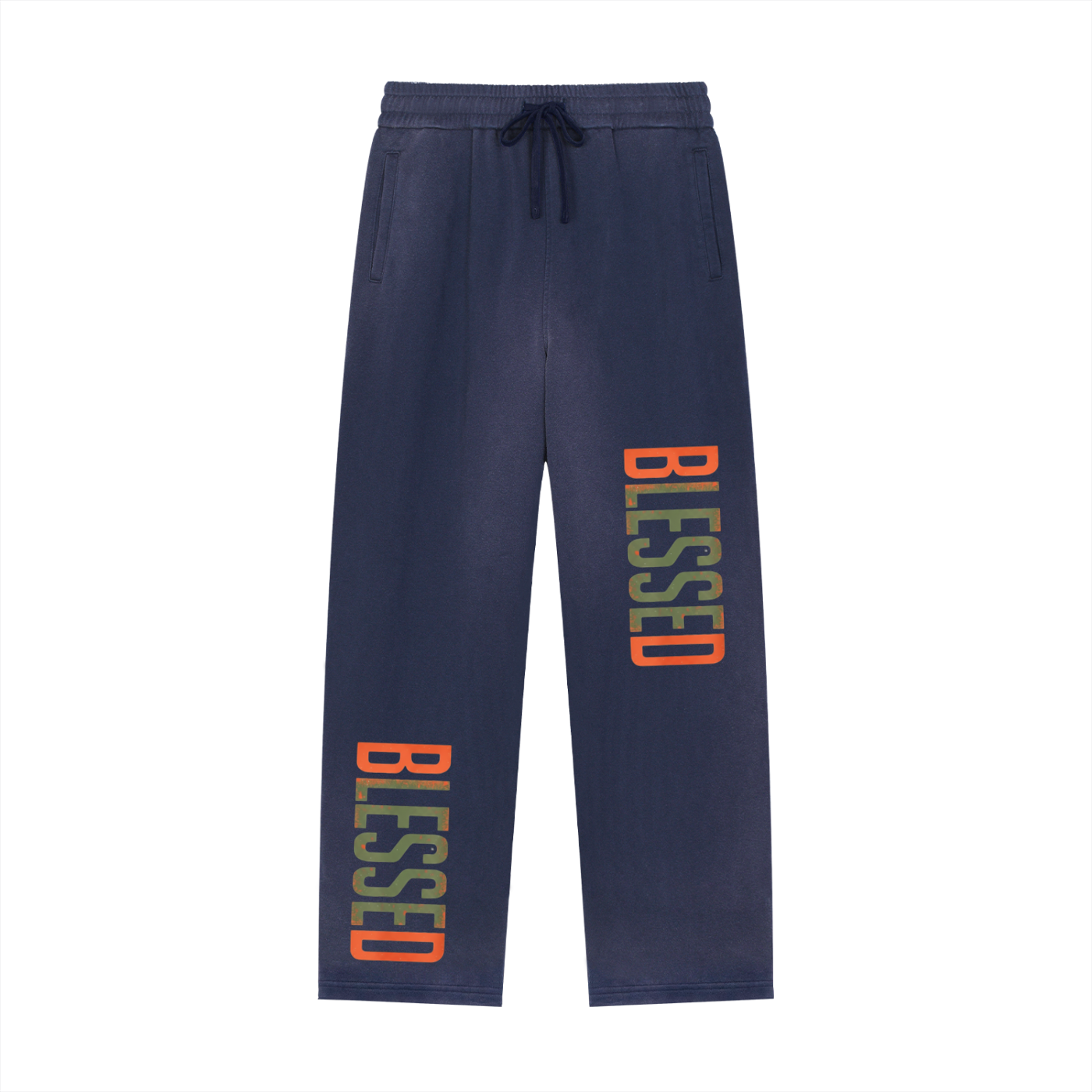 Re-Build Blessed Down Sun Fade Raw Edge Straight-Leg Sweatpants