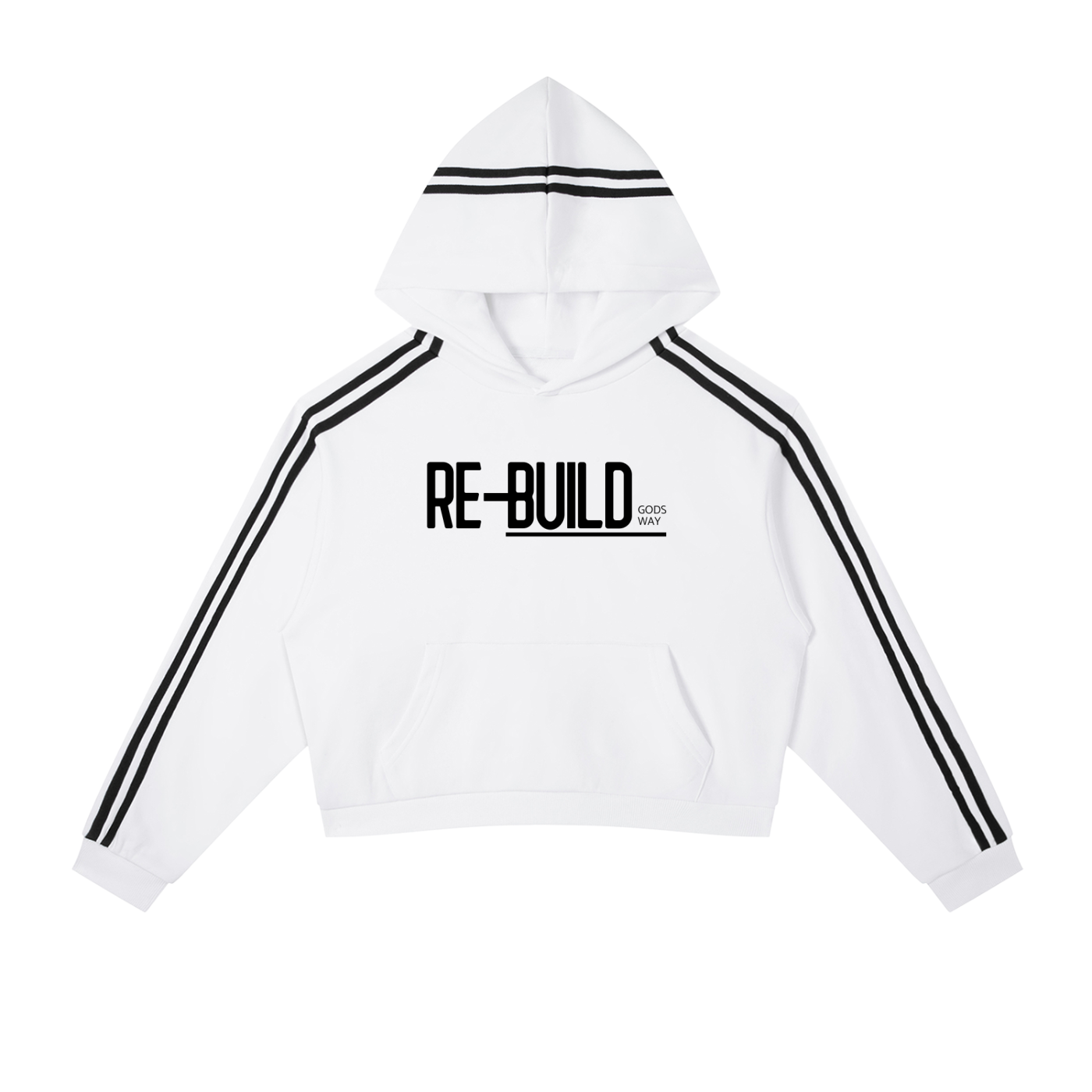 Re-Build God Will Never Fail You Stripe Cropped Hoodie